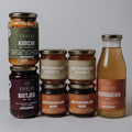 Bundel met kimchi, bietjes, runder en gevogeltebottenbouillon en kombucha van de Breinkeuken