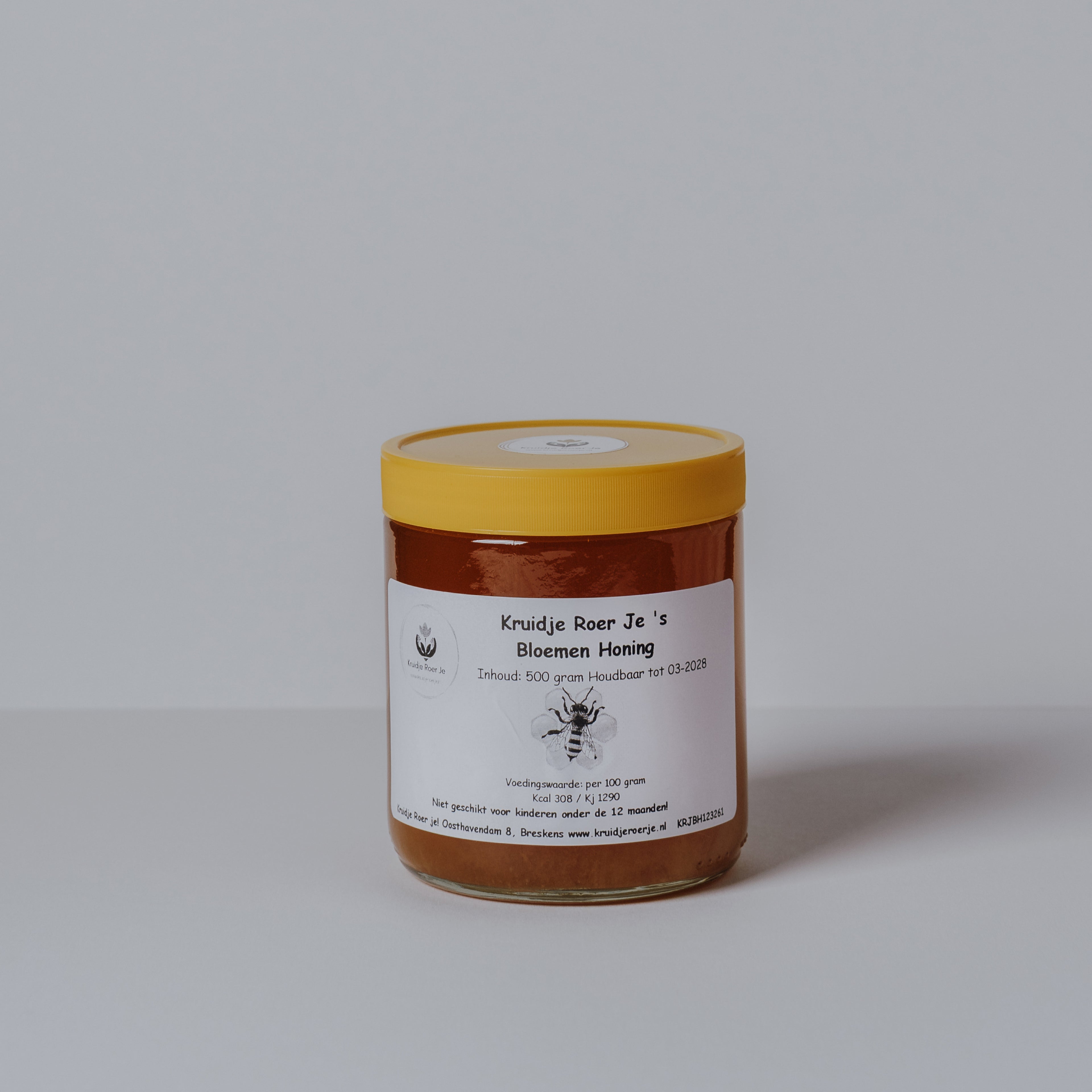 Pot rauwe bloemenhoning uit Zeeland van De Breinkeuken, 500 gram