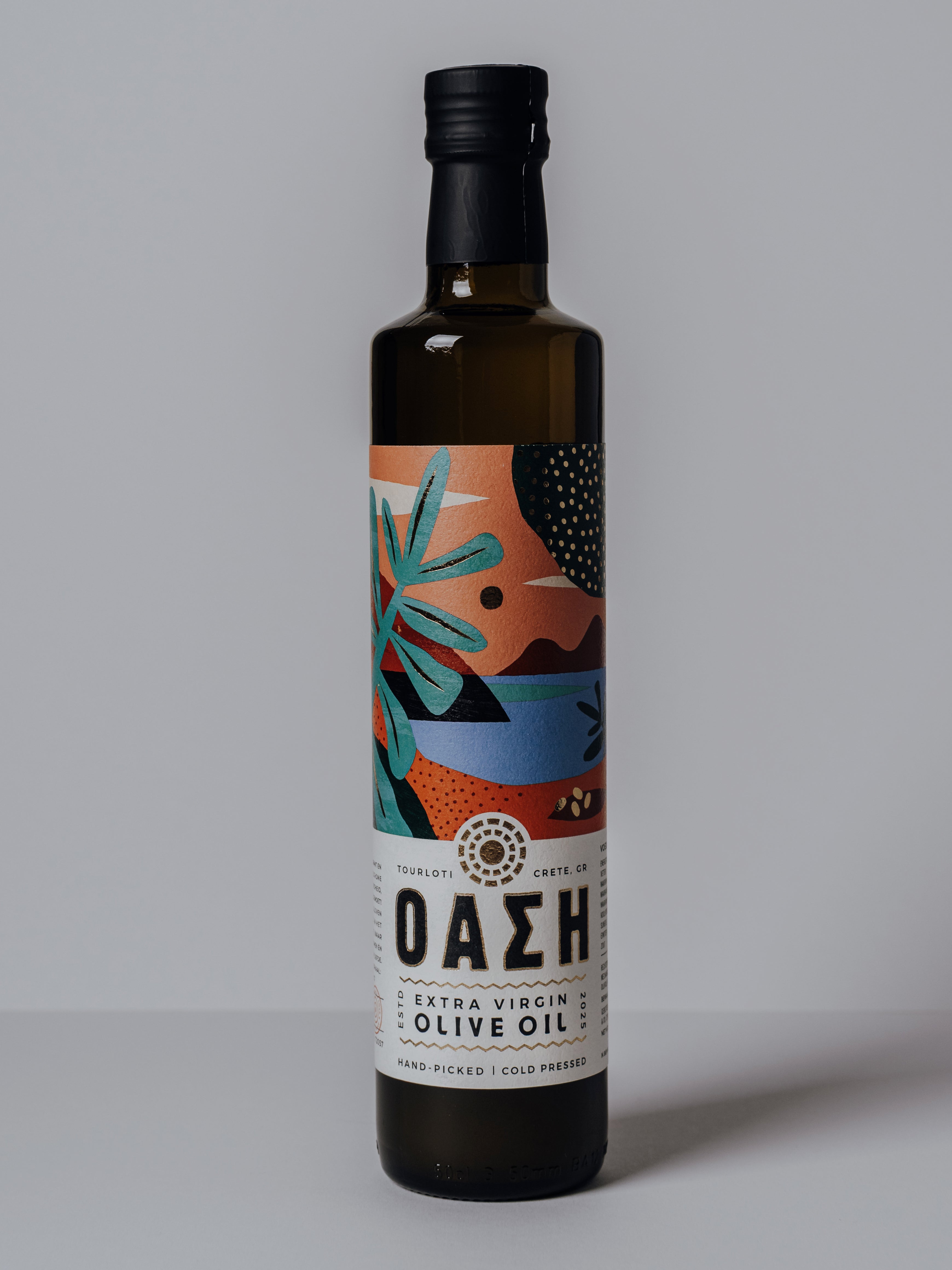 Fles biologische extra vergine olijfolie van De Breinkeuken uit Kreta, 500 ml