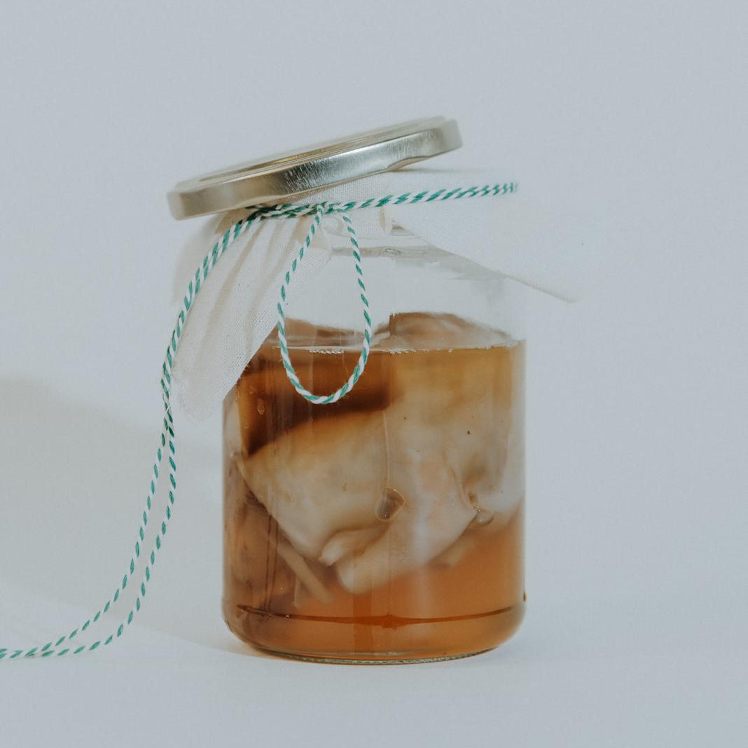 SCOBY met startervloeistof voor het maken van kombucha